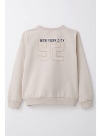 Beige - 350gr - Boys` Sweatshirt