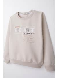 Beige - 350gr - Boys` Sweatshirt