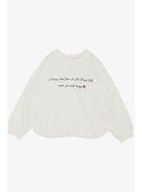 Ecru - 300gr - Girls` Sweatshirt