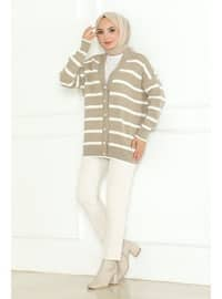 Stone Color - Knit Cardigan