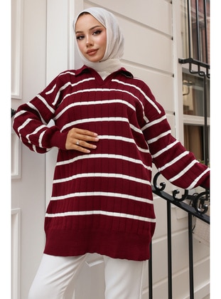 Burgundy - Knit Sweaters - Benguen