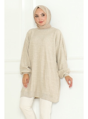 Stone Color - Knit Tunics - Bestenur