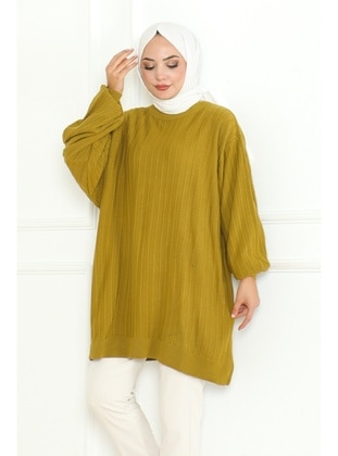 Olive Green - Knit Tunics - Bestenur