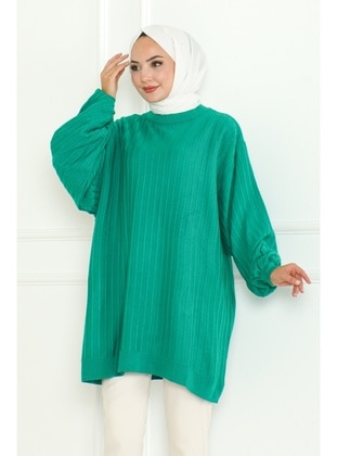 Green - Knit Tunics - Bestenur