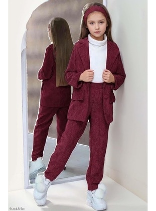 Burgundy - Girls` Suit - Riccotarz