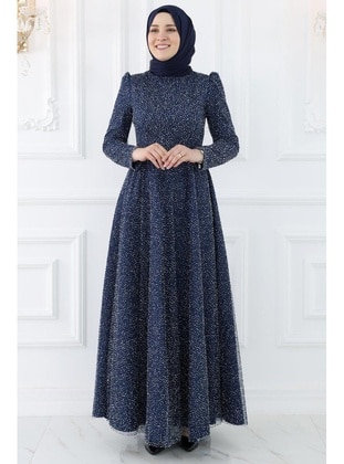 Navy Blue - Modest Evening Dress - Amine Hüma