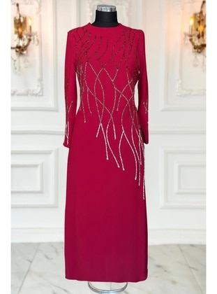 Burgundy - Modest Evening Dress - Amine Hüma