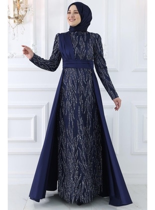 Navy Blue - Modest Evening Dress - Amine Hüma