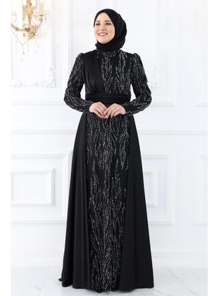 Black - Modest Evening Dress - Amine Hüma