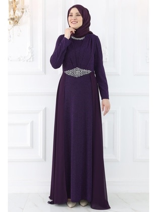 Purple - Modest Evening Dress - Amine Hüma