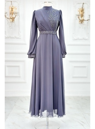 Anthracite Melange - Modest Evening Dress - Amine Hüma