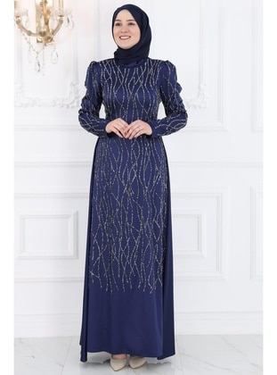 Navy Blue - Modest Evening Dress - Amine Hüma