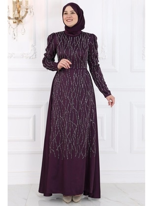 Maroon - Modest Evening Dress - Amine Hüma