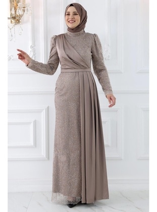 Gold color - Modest Evening Dress - Amine Hüma