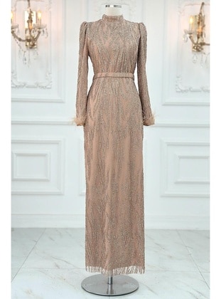 Gold color - Modest Evening Dress - Amine Hüma