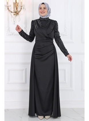 Black - Modest Evening Dress - Amine Hüma