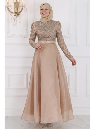 Gold color - Modest Evening Dress - Amine Hüma