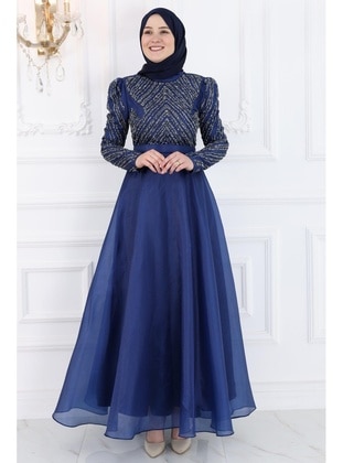 Navy Blue - Modest Evening Dress - Amine Hüma