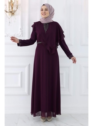 Maroon - Modest Evening Dress - Amine Hüma