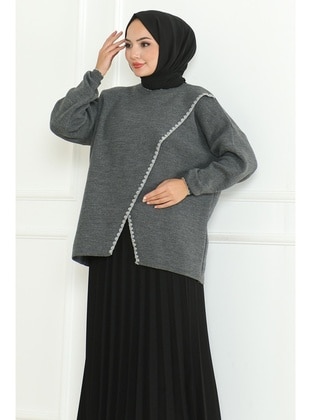 Anthracite - Knit Sweaters - Bestenur