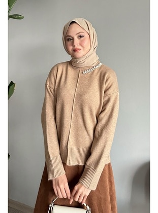 Beige - Knit Sweaters - InStyle