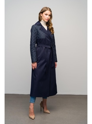 Navy Blue - Trench Coat - Olcay