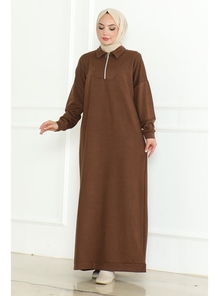 Brown - Modest Dress - Bestenur