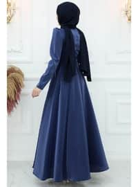 Navy Blue - Modest Evening Dress