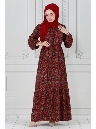 Red - Modest Dress - Sevitli