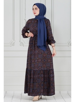 Navy Blue - Modest Dress - Sevitli