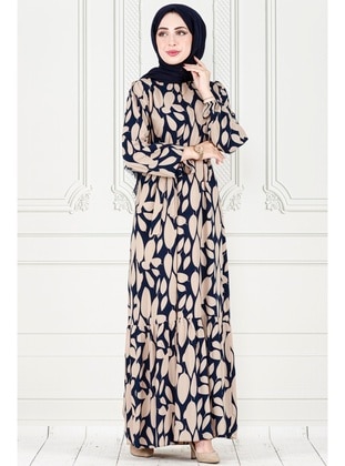 Navy Blue - Modest Dress - Sevitli