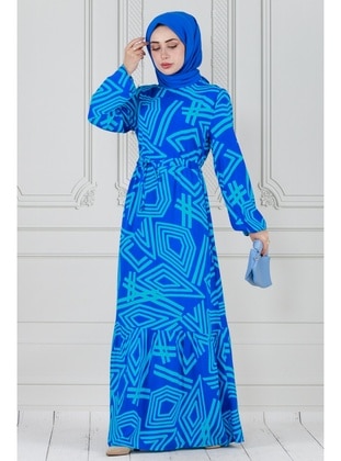 Blue - Modest Dress - Sevitli