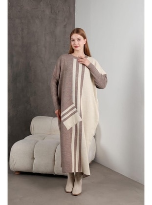 Beige - Knit Dresses - Maymara