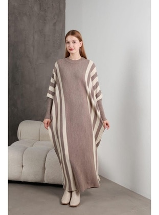 Beige - Knit Dresses - Maymara