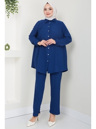 Navy Blue - Suit - Hafsa Mina