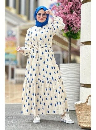 Blue - Modest Dress - Sevitli