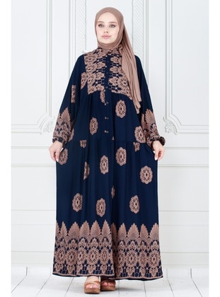 Navy Blue - Modest Dress - Sevitli