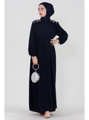 Navy Blue - Modest Dress - Sevitli