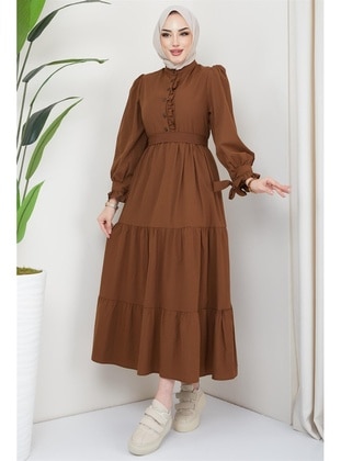 Brown - Modest Dress - Hafsa Mina