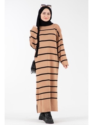 Camel - Knit Dresses - Sevitli