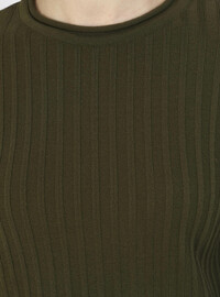 Pull Tricot Basique Court Kaki