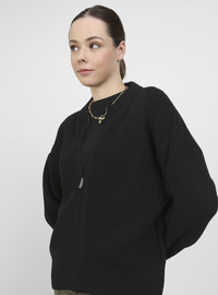 Strickcardigan mit Reißverschluss Schwarz