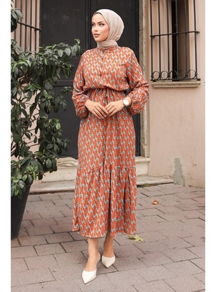 Orange - Modest Dress - Bestenur