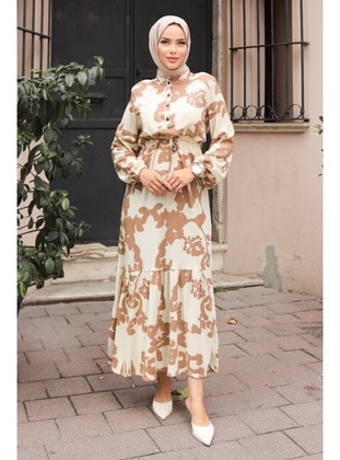 Beige - Modest Dress - Bestenur