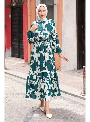 Green - Modest Dress - Bestenur