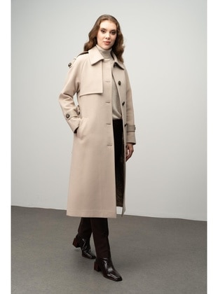 Beige - Coat - Olcay