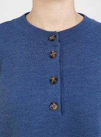 Knit Suit with Button Detail - Navy Blue
