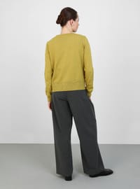 Knit Suit with Pearl Buttons - Olive Green