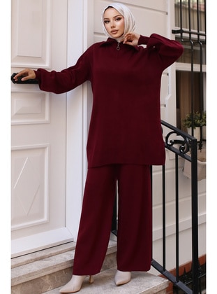 Burgundy - Knit Suits - Benguen