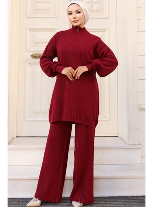 Burgundy - Knit Suits - Benguen